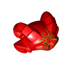 LEGO rot Gargoyle Kopf oben mit Horns und Ohren mit Lime Lines (27958)