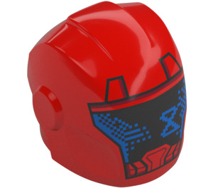 LEGO Rosso Casco con Liscio Anteriore con Clessidra e Pixel (28631 / 102992)