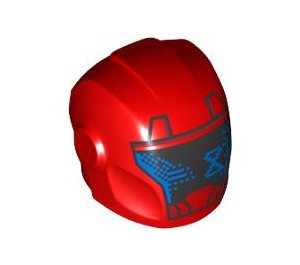 LEGO Rood Helm met Smooth Voorkant met Hourglass en Pixels (28631 / 102992)