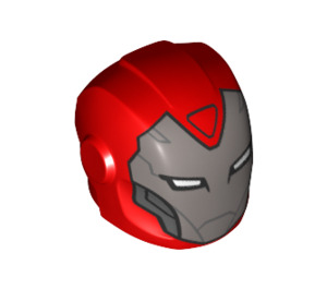 LEGO Rosso Casco con Liscio Anteriore con Argento Faceplate e Bianco Occhi (28631 / 69159)