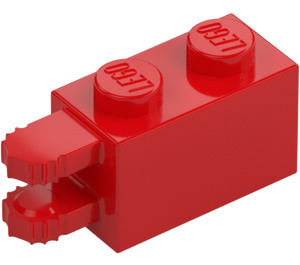 LEGO Červená Závěs Kostka 1 x 2 Zamykání s Dual Finger na Koncovka Horizontální (30540 / 54672)