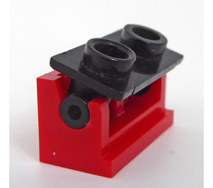 LEGO rot Scharnier Backstein 1 x 2 mit Schwarz oben Platte (3937 / 3938)