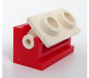 LEGO Rojo Hinge Brick 1 x 2 with White Top Plate (3937 / 3938)