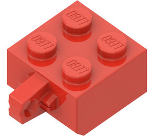 LEGO Rød Hengsel Kloss 2 x 2 Låsende med 1 Finger Vertikal (ingen akselhull) (30389)