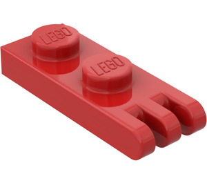 LEGO Rojo Bisagra Placa 1 x 2 con 3 Puntas y espigas sólidas