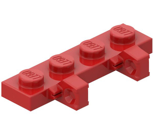 LEGO Rood Scharnier Plaat 1 x 4 Vergrendelings met Twee Stubs (44568 / 51483)