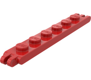 LEGO Red Hinge Plate 1 x 6 with 2 and 3 Stubs On Ends (4504)