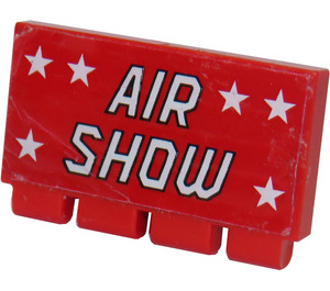 LEGO Red Hinge Tile 2 x 4 with Ribs with 'AIR SHOW' Sticker (2873)