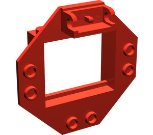 LEGO Rood Scharnier Venster Kader 1 x 4 x 3 met Octagonal Paneel en Studs aan de zijkant (2443)