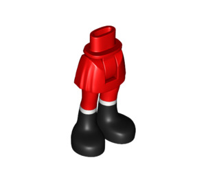 LEGO Rood Heup met Basic Gebogen Rok met Rood Poten en Zwart Boots met dik scharnier (92820)