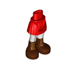 LEGO Rosso Fianco con Basic Curvo Gonna con Reddish Marrone Boots con Gold Laces con cerniera spessa (35634)