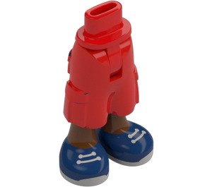 LEGO Röd Höft med Shorts med Cargo Pockets med Dark Blå shoes (2268)