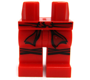 LEGO rot Hüften und Beine mit Schwarz und Dark rot Gürtel und Sash und Knee Straps Muster (3815)