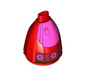 LEGO Red Hips with Big Skirt with Flowers and Pink (104972)