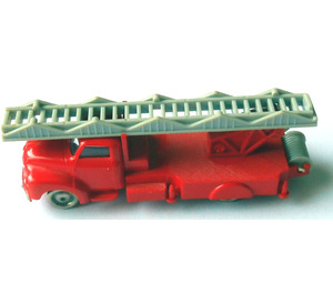 LEGO rot HO Bedford Feuer Truck mit Light Grau Leiter und Schlauch Rad und Direction Indicators auf Vorderseite