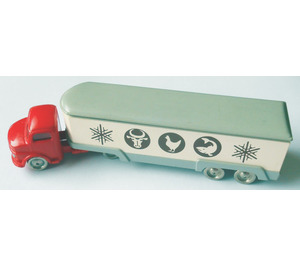 LEGO rot HO Mercedes Refrigerated Truck mit Weiß Trailer und Doppelt Achse mit Animals Symbols