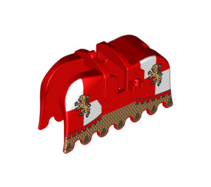 LEGO Rouge Cheval Barding avec Gold Lions, Rouge et Blanc Checkered (2490 / 91657)