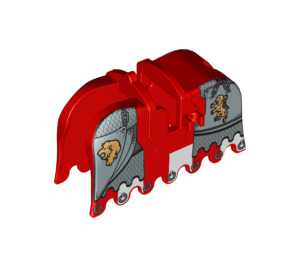 LEGO Rojo Caballo Barding con Gold Lions, Plateado Cadena Protection (2490 / 91691)