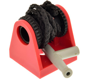 LEGO Red Hose Reel 2 x 2 Holder with String and Light Gray Nozzle