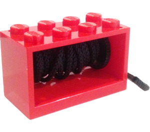LEGO Red Hose Reel 2 x 4 x 2 Holder with Drum and Unspecified String
