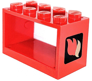 LEGO Rød Slange Reel 2 x 4 x 2 Holder med Brann logo (4209)