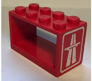 LEGO Red Hose Reel 2 x 4 x 2 Holder with Motorway Logo (4209)