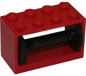LEGO Red Hose Reel 2 x 4 x 2 Holder with Spool