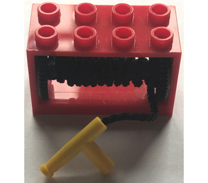 LEGO Rood Slang Reel 2 x 4 x 2 Houder met Geel Nozzle
