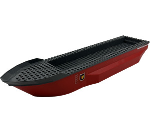 LEGO Red Hull 14 x 51 x 6 with Dark Stone Gray Top with Fire Logo (Both Sides) Sticker (62791)