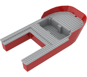 LEGO Red Hull 20 x 40 x 7 with Dark Stone Gray Top (20033)