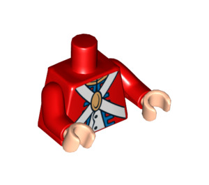 LEGO rot Imperial Torso mit Weiß Straps und Knapsack auf Backside Muster, rot Arme, Light Flesh Hände (76382 / 88585)