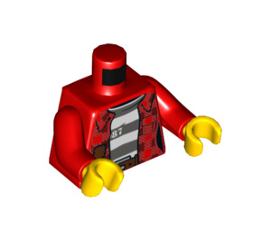 LEGO Rød Jakke med Striped Skjorte Torso (973 / 76382)