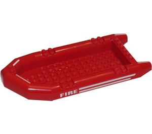 LEGO Red Large Dinghy 22 x 10 x 3 with 'FIRE' and White Stripes (both sides) Sticker (62812)