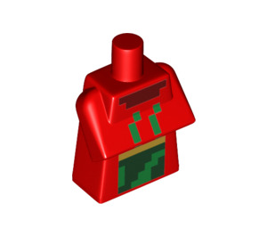 LEGO Red Minecraft Torso with Savannah Villager Outfit with Green (25767 / 76877)