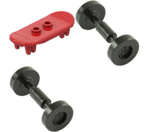 LEGO Red Minifig Skateboard with Black Wheels