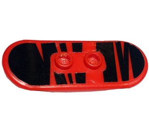 LEGO Red Minifig Skateboard with Four Wheel Clips with Black Zebra Stripes Sticker (42511)