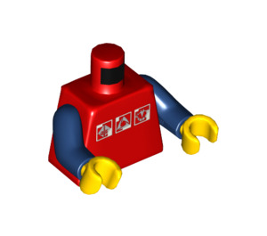 LEGO Czerwony Minifigurka Tułów Gravity Games z 3 Logos (73403 / 76382)