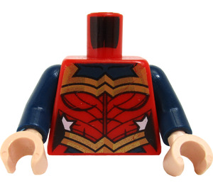 LEGO Red Minifig Torso with Dark Blue and Gold Wonder Woman Decoration (973)