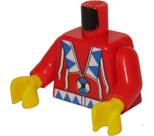 LEGO Red Minifig Torso with indian shirt white and blue decoration (973 / 73403)