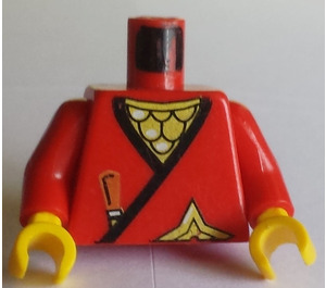 LEGO Red Minifig Torso with Ninja Wrap, Dagger and Gold Throwing Star (973 / 73403)