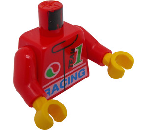 LEGO Röd Minifigur Kropp med 'Racing Team 1' och Octan logotyp (973)