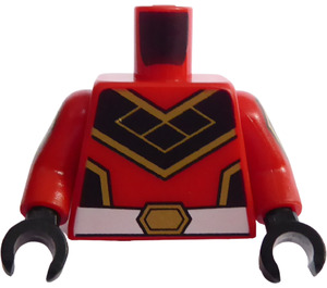 LEGO Red Minifig Torso with Super Warrior Decoration with red decorated Arms and Black Hands (973)