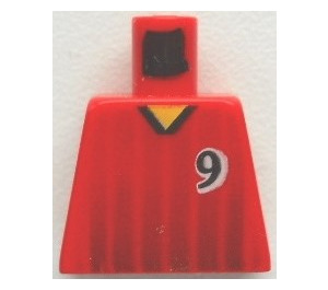 LEGO Rojo Minifigura Torso sin brazos con Number 9 en Frontal y Parte trasera (973)