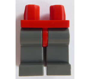 LEGO rot Minifigure Hüften mit Dark Stone Grau Beine (73200 / 88584)