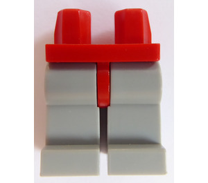 LEGO rot Minifigure Hüften mit Medium Stone Grau Beine (73200 / 88584)