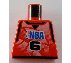 LEGO Červená Minifigurka NBA Trup s NBA Player Number 6