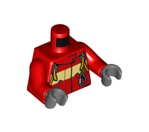 LEGO Red Minifigure Torso Jacket with Yellow Stripe, Safety Straps, and Carabiner (973 / 76382)