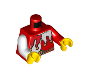 LEGO rouge Minifigure Torse Jester, blanc Motley avec Courroie et Neck Tassels (76382 / 88585)