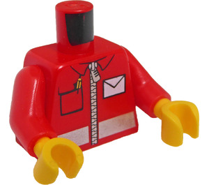 LEGO Red Minifigure Torso Mailman Zippered Jacket with Envelope Icon (973 / 76382)