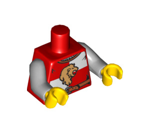 LEGO Rot Minifigur Torso Tunic mit Weiß Quartered Design mit Löwe. (76382 / 88585)